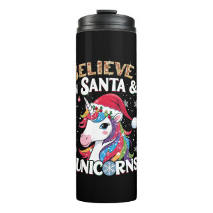 Weihnachts-Einhörner glauben an den Weihnachtsmann Thermosbecher