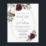 Weihnachts-Einladung<br><div class="desc">Diese preiswerte Weihnachtsfeiereinladung eignet sich perfekt für eine elegante Hochzeit. Das Design ist mit wunderschönen, weiß und bordeauxfarbenen Blumen mit Kiefer, Heilige Beere und Eukalyptusgrün gestaltet. Dies ist ein perfektes Farbschema für eine Winterhochzeit. Machen Sie diese Einladung zu sich selbst, indem Sie Ihre Namen und alle Ihre Hochzeitsdetails einschließen. Verwenden...</div>