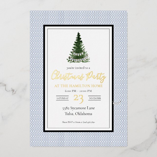 Weihnachts-Einladung Navy-Cottage Folieneinladung (Vorderseite)