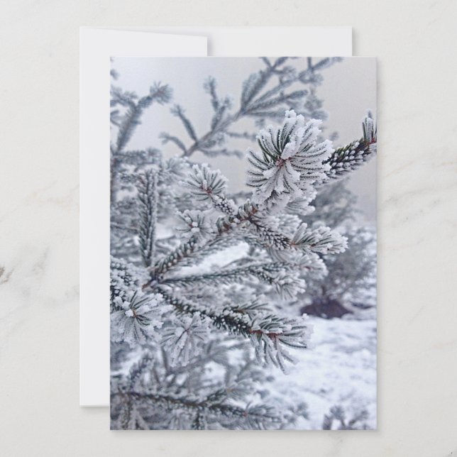 Weihnachts-Einladung, Weihnachtsbaum unter Schnee Einladung (Vorderseite)