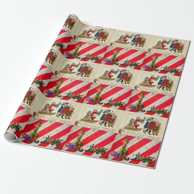Weihnachts-Einpack-Elf Geschenkpapier (Ungerollt)