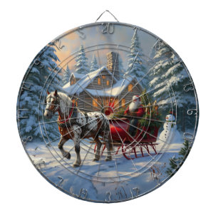 Weihnachts-Einpänner-Schlitten-Santa Dartscheibe