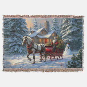 Weihnachts-Einpänner-Schlitten-Santa Decke