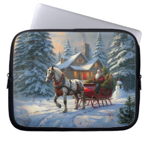 Weihnachts-Einpänner-Schlitten-Santa Laptopschutzhülle
