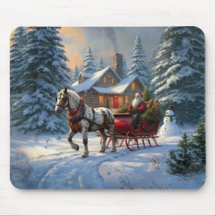 Weihnachts-Einpänner-Schlitten-Santa Mousepad