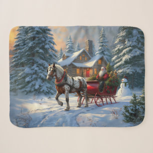 Weihnachts-Einpänner-Schlitten-Santa Sherpadecke