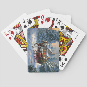 Weihnachts-Einpänner-Schlitten-Santa Spielkarten