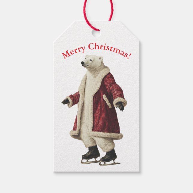 WEIHNACHTS-EISBÄR-GESCHENKETIKETT GESCHENKANHÄNGER (Vorderseite)
