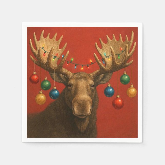 Weihnachts-Elch-Servietten. Serviette (Vorderseite)