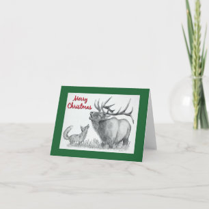 Weihnachts-Elch und Fox Karte