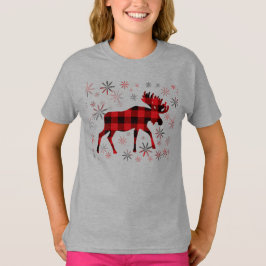 Weihnachts Elche rote Pollen Schneeflocken T-Shirt