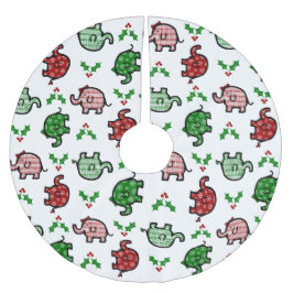 Weihnachts-Elefantenmuster  Polyester Weihnachtsbaumdecke