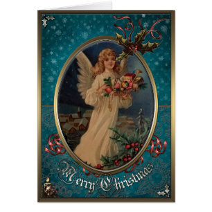 Weihnachts Elegance Card - Engel mit Geschenken.