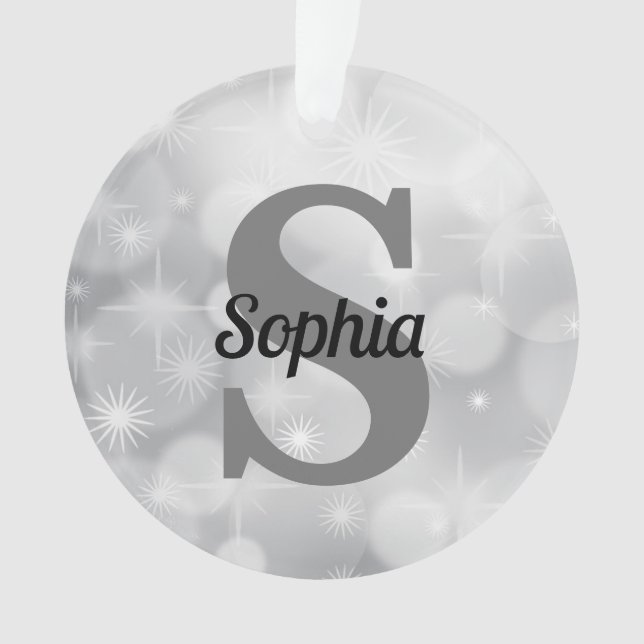 Weihnachts-Elegant Silver Initial Monogram Name Ornament (Vorderseite)