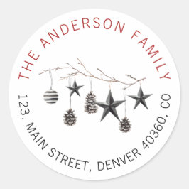 Weihnachts-elegante Atelieradresse Runder Aufkleber