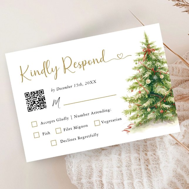 Weihnachts-Elegante Hochzeit-RSVP-Karte mit Qr-Cod RSVP Karte (Von Creator hochgeladen)