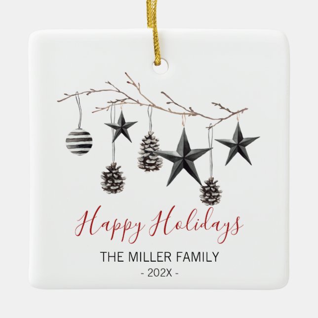 Weihnachts-Elegante Zweigstelle Ornament (Vorderseite)