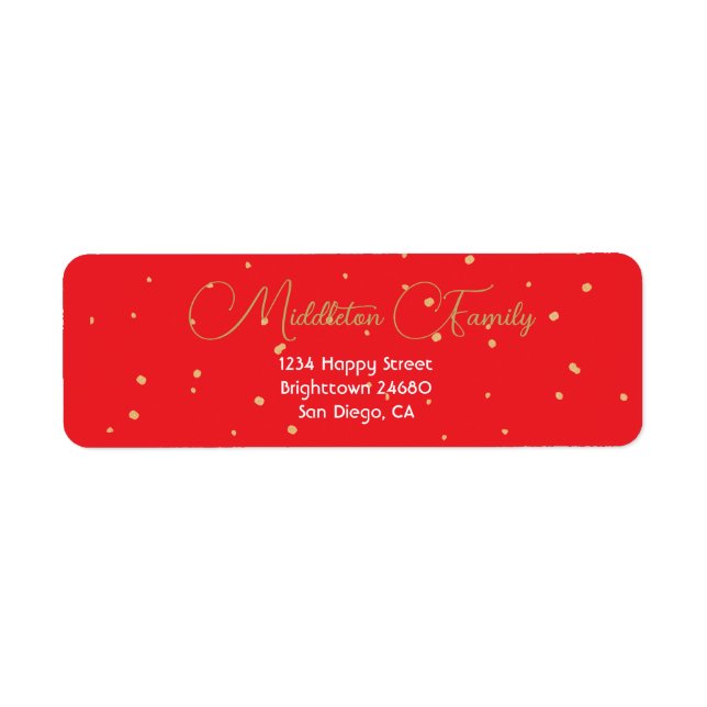 Weihnachts-Elegantes Rotes Gold-Label (Vorne)
