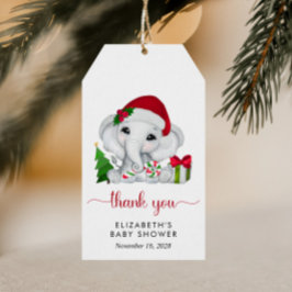 Weihnachts-Elephant Santa Baby Dusche Danke Geschenkanhänger