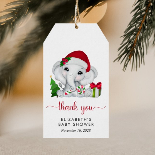 Weihnachts-Elephant Santa Baby Dusche Danke Geschenkanhänger (Von Creator hochgeladen)