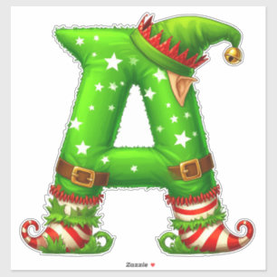 Weihnachts-Elf-Buchstabe A Cartoon-Charakter Aufkleber