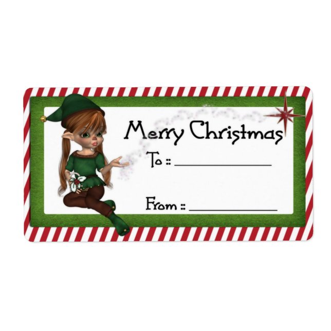Weihnachts-Elf D5: Fantasy Christmas Geschenk Labe (Vorne)