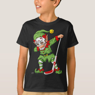 Weihnachts-Elf Dabbing Eishockey Spieler Boys Kind T-Shirt