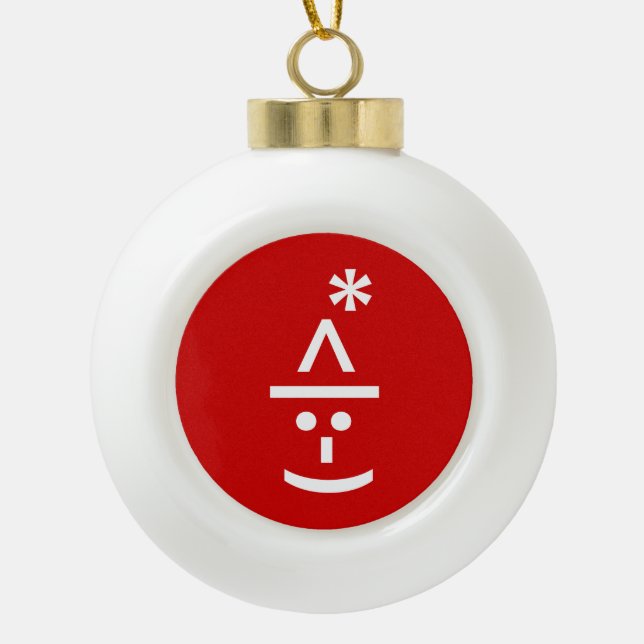 Weihnachts-Elf Emoticon Xmas ASCII Text Kunst Keramik Kugel-Ornament (Vorderseite)