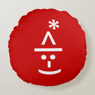 Weihnachts-Elf Emoticon Xmas ASCII Text Kunst Rundes Kissen