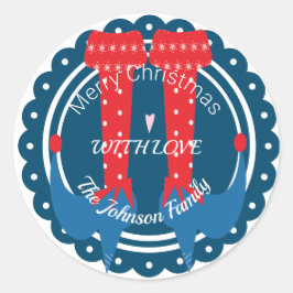 Weihnachts-Elf-Feet-Heels Feiertag Runder Aufkleber