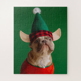 Weihnachts-Elf Funny Dog Pet Xmas Puzzle