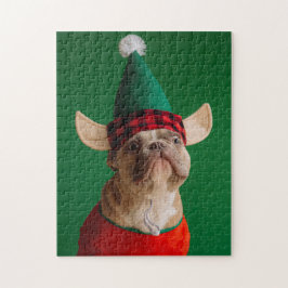Weihnachts-Elf Funny Dog Pet Xmas Puzzle