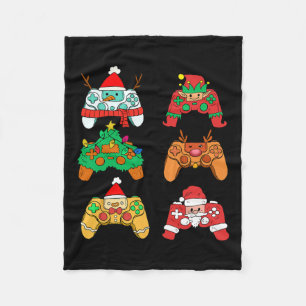 Weihnachts-Elf Gaming-Controller Gamer Xmas Fleecedecke