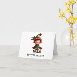 Weihnachts-Elf geklappte Grußkarte Karte