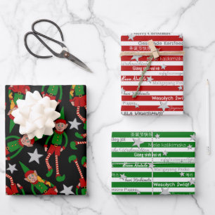 Weihnachts-Elf-Girl und Boy Wrapping Paper Geschenkpapier Set
