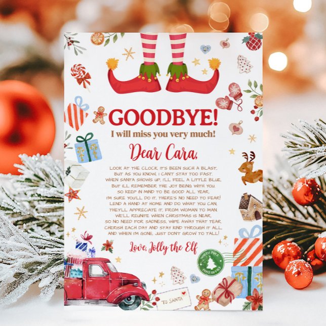 Weihnachts-Elf Goodbye Letter Card Einladung (Christmas Elf Farewell Goodbye Letter Card)
