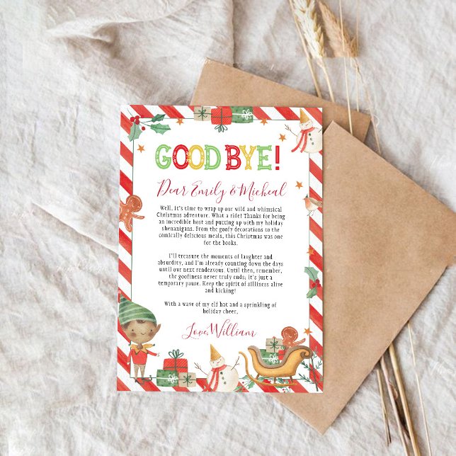 Weihnachts-Elf Goodbye Letter Card Einladung (Von Creator hochgeladen)