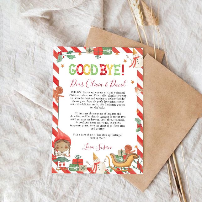 Weihnachts-Elf Goodbye Letter Card Einladung (Von Creator hochgeladen)