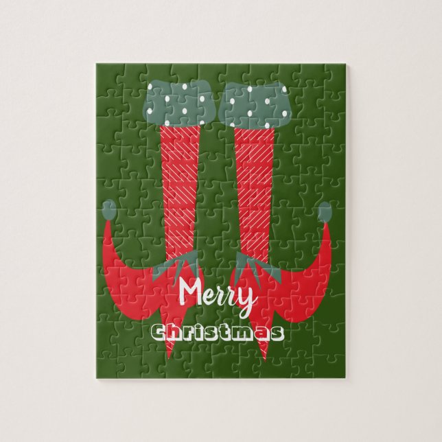 Weihnachts-Elf-Heelse frohe Weihnachten Puzzle (Vertikal)