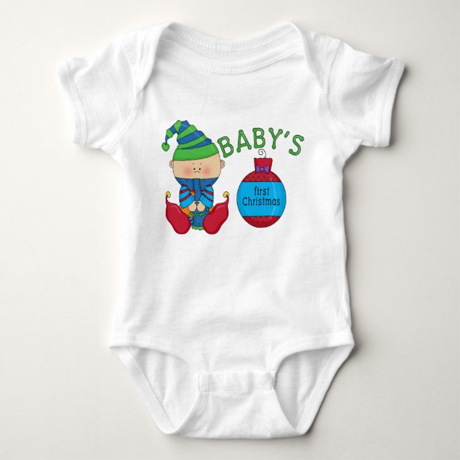 Weihnachts-Elf-Hemden und Geschenke Baby Strampler (Vorderseite)