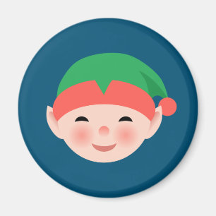 Weihnachts-Elf in Green Hat auf Blue Magnet