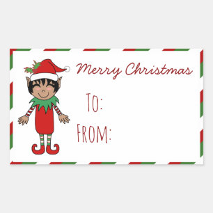 Weihnachts-Elf-Junge Frohe Weihnachtsgeschenk Rechteckiger Aufkleber