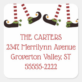 Weihnachts-Elf-Legs-Rücksendeadresse Quadratischer Aufkleber