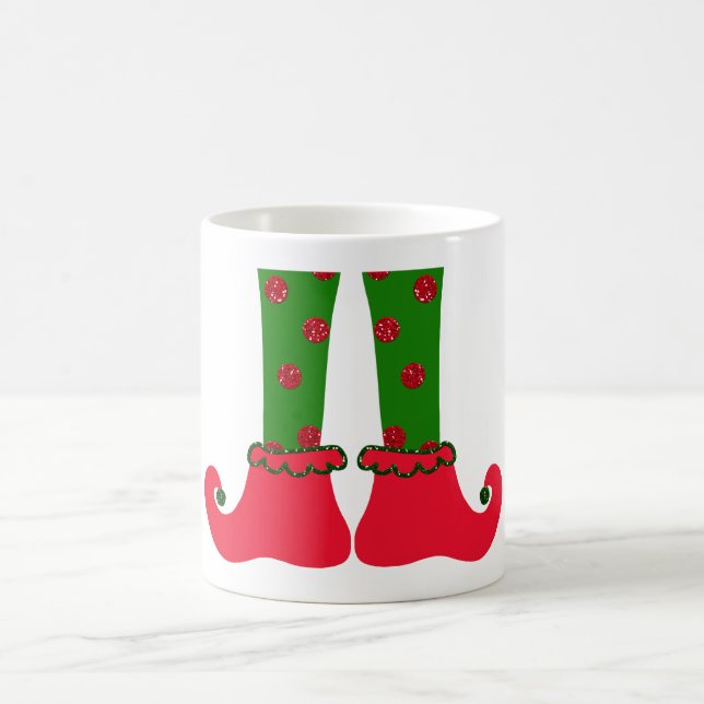 Weihnachts-Elf-Legs und Holly-Tasse Kaffeetasse (Mittel)