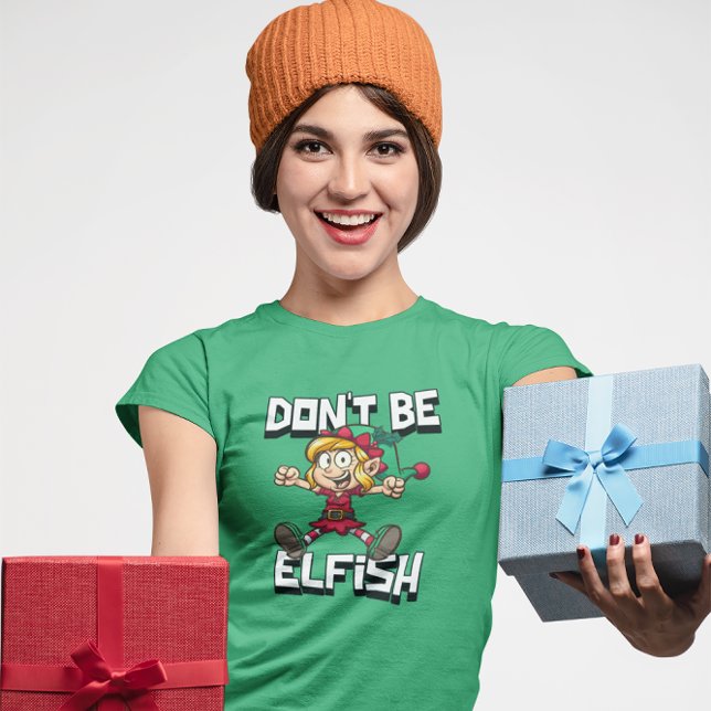 Weihnachts-Elf mit lustigem Zitat Frauen T-Shirt (Von Creator hochgeladen)