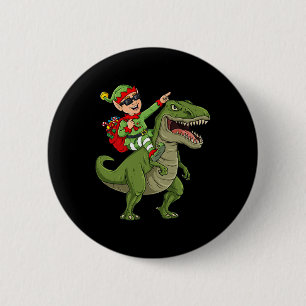 Weihnachts Elf Riding Dinosaur T Rex Boys Kinder S Button