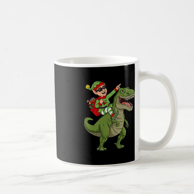 Weihnachts Elf Riding Dinosaur T Rex Boys Kinder S Kaffeetasse (Rechts)