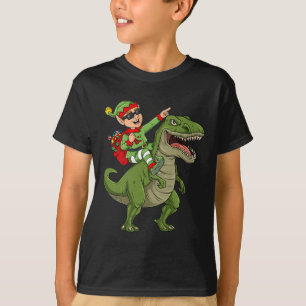 Weihnachts Elf Riding Dinosaur T Rex Boys Kinder S T-Shirt