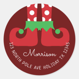 Weihnachts-Elf-Rücksendeadresse Runder Aufkleber