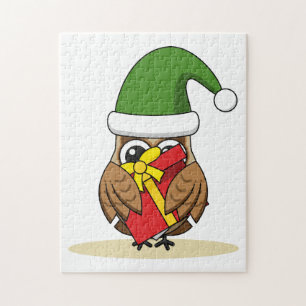 Weihnachts-Elf-Schüssel mit Gegenwart Puzzle